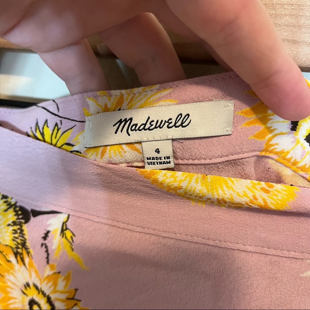 Madewell Pink Midi Skirt with Yellow Floral Print - Picture 5 of 9
